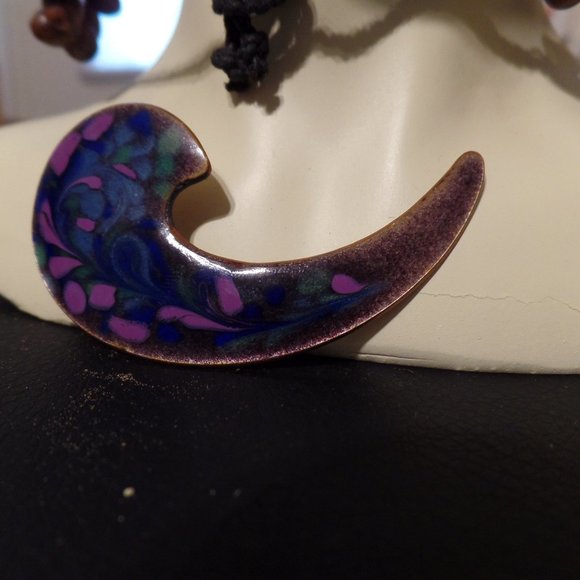 Copper Enamel Pin/Brooch Inga Carlson Signed Inga 1960s - Picture 3 of 12
